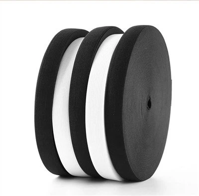 Dây thun dệt kim móc polyester đen trắng